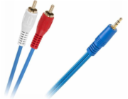 Jack kabel 3,5mm - RCA (Cinch) x2 3m modrý (KPO2749)