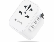 Techly Cestovní adaptér Napájecí zástrčky EU/UK/USA 3x USB nabíječka