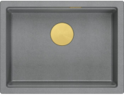 GraniteQ LOGAN 100 dřez GraniteQ stříbrný kamenný dřez 59,5x45,1x21,5 cm 1-miska závěsná s ručním sifonem zlatá