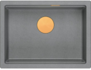 GraniteQ LOGAN 100 dřez GraniteQ stříbrný kamenný dřez 59,5x45,1x21,5 cm 1-miska zapuštěná s ručním sifonem, měděná