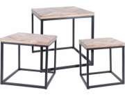Home Styling Collection Sada 3 dřevěných konferenčních stolků, kovový rám