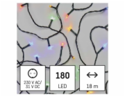 LED vánoční řetěz, 18 m, venkovní i vnitřní, multicolor, programy