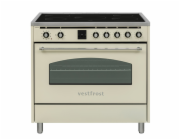 Sporák Vestfrost, VC-993wnPIBG, indukční, elektrický, retro, 9 pečících programů, 5 varných zón, objem 105 L, max. 3200 W