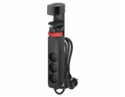 Emos prodlužovací kabel 1,5m /3 zásuvky/vypínač/uchycení na stůl/USB/černý/PVC/1,5mm2 