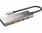Adaptér AV Conceptronic CONCEPTRONIC Dock USB-C->2xUSB-C,2xUSB-A,100WPD na 0,25m gr