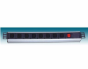 PremiumCord PDU-F10G09 PremiumCord Panel napájecí do 19" racku 1U, 9xIEC (C13), 2m kabel,vypínač