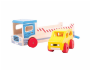 Bigjigs Toys Dřevěné odtahové auto s osobním autem