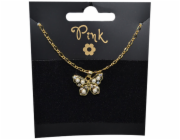 Pozlacený řetízek s přívěskem MOTÝL s PERLY