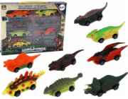 LeanToys sada pružin Dinosauři barevná autíčka 8 kusů