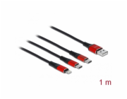 DeLOCK USB nabíjecí kabel, USB-A zástrčka > 2x USB-C + Lightning zástrčka