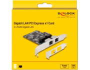 DeLOCK PCIE x1 až 2x RJ45 Gbit, LAN adaptér