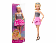 Mattel Barbie Fashionistas panenka s černobílým topem a růžovou sukní