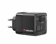 Verbatim Gan Charger 65W 2xUSB-C PD,1xUSB-A, retrac. Cable  32217