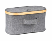 Úložný box G21 30 x 15 x 15 cm, bambusový s víkem, šedý