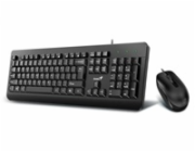 GENIUS klávesnice s myší KM-160, Drátový set USB, Copilot, černý, CZ+SK layout