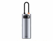 Baseus dokovací stanice 7v1 USB-C (USB-C PD 100W, USB-C, 2x USB 3.0, HDMI, SD/TF port) šedá