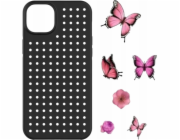 Sada pouzder Pinit Pinit Dynamic + květinový/motýlí odznak iPhone 14 6,1" černo/černý vzor 1