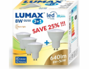 Lumax Sada LED žárovek Lumax LL325X4 8W GU10 MR16 3000K 650lm NW 830 105° SMD (4 kusy)