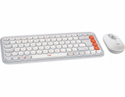 Logitech POP Icon Combo - Klávesnice a sada myši - bezdrátový - Bluetooth LE - QWERTY - US mezinárodní - bělavá, oranžová