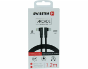 Swissten textilní datový kabel arcade usb-c / lightning 1,2 m černý