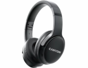 CANYON bezdrátová sluchátka OnRiff 4, BT 5.3, USB-C, baterie 500 mAh, mic., 40mm měniče, černé 