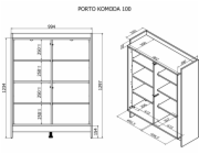 Cama Komoda PORTO 100x38x130 dub/černá