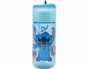 Láhev na vodu s brčkem pro děti STOR 75036 430 ml Stitch Palms (modrá)