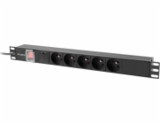 LANBERG NAPÁJECÍ DISTRIBUČNÍ JEDNOTKA (PDU) 19"  1U 10A 2M 5X FRANCOUZSKÉ ZÁSUVKY ČERNÁ C14