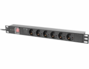 LANBERG NAPÁJECÍ DISTRIBUČNÍ JEDNOTKA (PDU) 19"  1U 16A 2M 6X SCHUKO ZÁSUVKY ČERNÁ