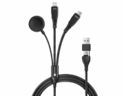 CONNECT IT Wirez 6in1 1x USB-C 1x Lightning 1x Watch charger 1,25 m ČERNÝ