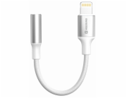 Swissten audio adaptér - textile lightning (samec) / 3,5mm aux 0,15 m bílý (nahrazuje 73501212)