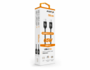 Datový kabel ALIGATOR POWER 65W, USB-C/USB-C 3A 0,5m, černý