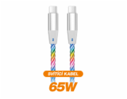 Datový kabel ALIGATOR POWER 3A 65W, USB-C/USB-C, 1,2m svítící