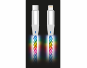 Datový kabel ALIGATOR POWER 3A 30W, USB-C/Lightning, 0,5m svítící