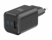 Swissten síťový adaptér gan 2x usb-c 65w pd + 1x usb-a 18w qc černý