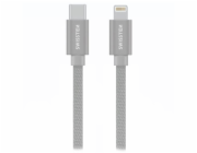 Swissten datový kabeltextile usb-c / lightning 2,0 m stříbrný