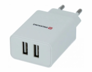 Swissten síťový adaptér smart ic 2x usb 2,1a power bílý (samoprodavač)