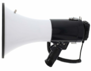 NEDIS megafon/ BT/ rozsah 1500m/ hlasitost 120dB/ odnímatelný mikrofon/ vestavěná siréna/ ramenní popruh/ černo-bílý