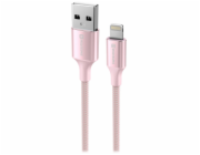 SWISSTEN DATOVÝ KABEL TEXTILE II USB / LIGHTNING 1,5 M RŮŽOVÝ