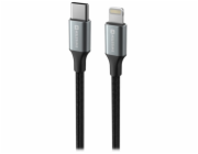 SWISSTEN DATOVÝ KABEL TEXTILE II USB-C / LIGHTNING 1,5 M ČERNÝ