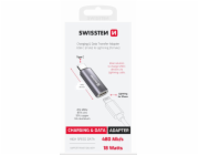 SWISSTEN NABÍJECÍ ADAPTÉR TEXTILE USB-C (samec) / LIGHTNING (samice) STŘÍBRNÝ