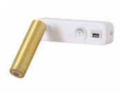 IMMAX GOAL designové nástěnné LED svítidlo, vypínač, USB, 3W, bílo-zlaté