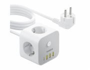 Prodlužovací kabel Baseus PowerCombo Cube 3x zásuvka + 3x USB + 1x USB-C 20W 1.5m bílý