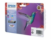 Epson T0807 Multipack - Černá, žlutá, azurová, purpurová, světlá fialová, světle azurová - originální - blistr s RF / akustickým alarmem - inkoustová cartridge - pro Stylus Photo P50, PX650, PX660, PX