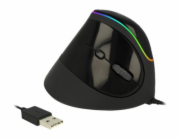 Delock Ergonomic - Vertikální myš - ergonomický - pravák - optický - 6 tlačítka - kabelové - USB 2.0 - černá - maloobchod