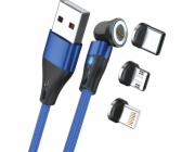 Realpower  Magnetický kabel 3 Amp, 2 m, blau mit Adapter USB kabel