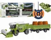 LeanToys Kombajn Zemědělský stroj na obilí RC dálkově ovládaný přívěs Zelený