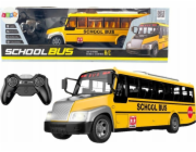Dálkově ovládaný školní autobus RC LeanToys svítí žlutě