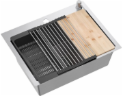 Quadron dřez Ocelový dřez LUKE 110 WORKSTATION Kartáčovaný nikl
