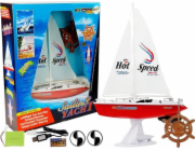 Lean Sport Boat Dálkově ovládaná plachetnice 50 cm Kormidlo na dálkové ovládání 27 Mhz 15 km/h Červená